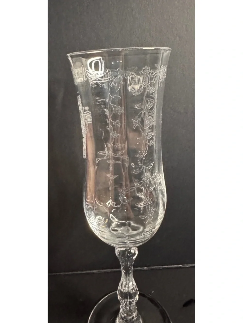 Lenox Vintage Etched Floral Champagne Flute, Clear Glass, 8.5 Inch Tall